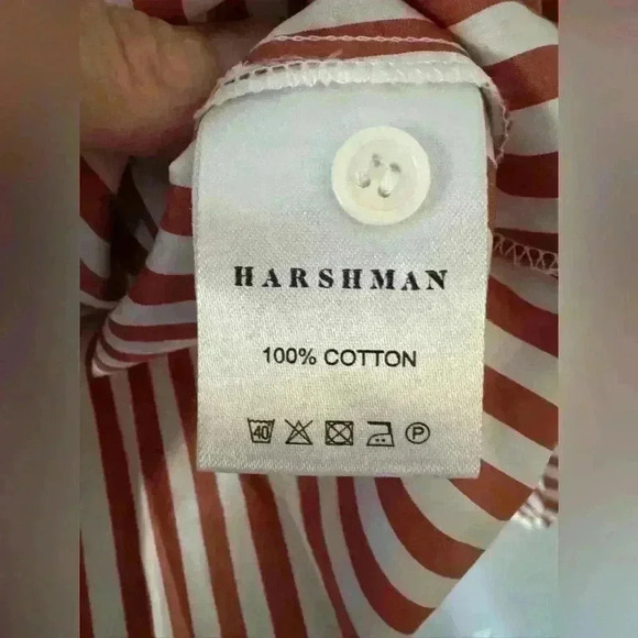 NEW Harshman 100% Cotton Selina Blouse ~ Brown Stripe ~ M ~ BEAUTIFUL! - Picture 6 of 10